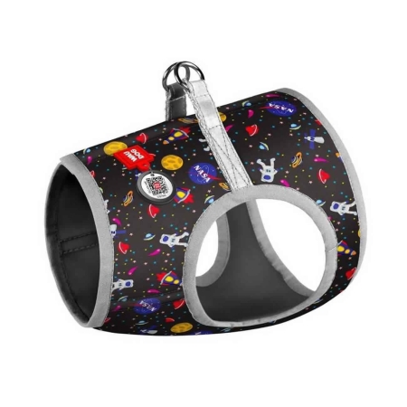 WAUDOG Clothes soft dog harness with QR passport, "NASA" design 18- 20 cm