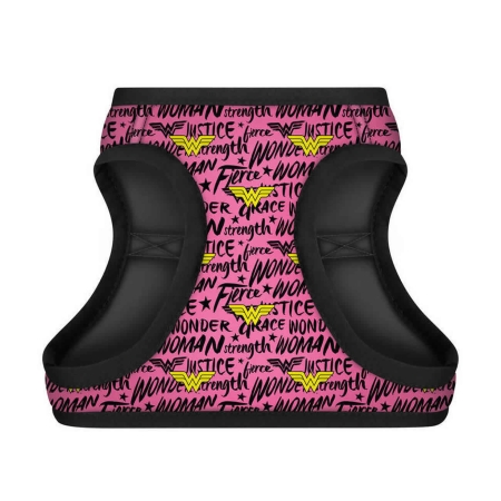 WAUDOG Clothes soft dog harness with QR passport, "Wonder Woman pink" design 18-20 cm