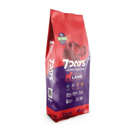 7 Days Kuzu Etli Yetişkin Köpek Maması 18 Kg