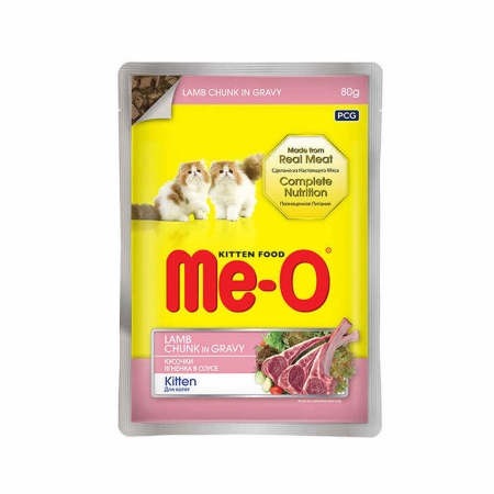 Me-O Pouch Kuzu Etli Yavru Kedi Yaş Mama 80 gr (12 adet)