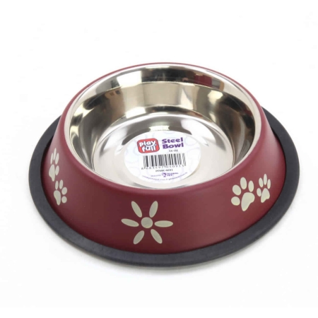 Playfull Renkli Desenli Çelik Mama ve Su Kabı 16 Oz