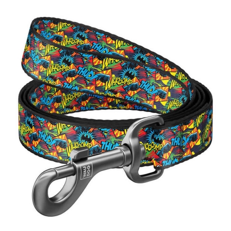 WAUDOG Nylon dog leash "Batman bright" design, W 20 mm, L 122 cm