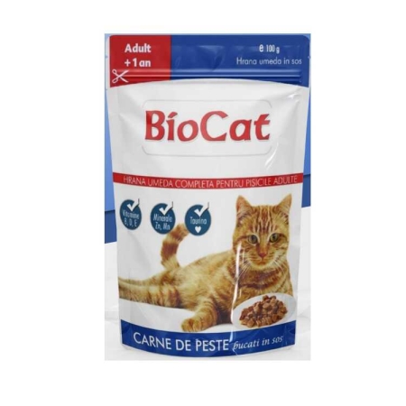 Biocat Balıklı Yetişkin Kedi Yaş Maması 100 Gr x 24 Adet