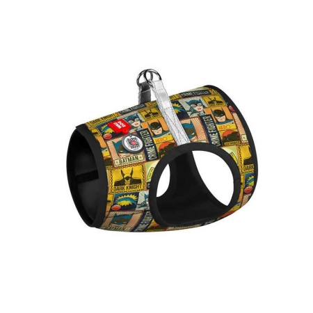 WAUDOG Clothes soft dog harness with QR passport, "Batman vintage" design 18-20 cm
