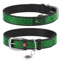 WAUDOG Design genuine leather dog collar with QR passport