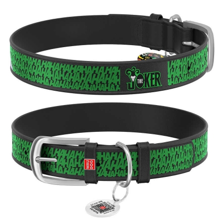 WAUDOG Design genuine leather dog collar with QR passport
