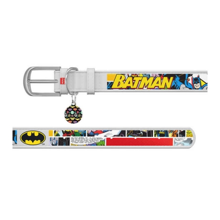WAUDOG Design genuine leather dog collar with QR passport, "Batman1" design L 29-38 cm white