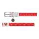 WAUDOG Design genuine leather dog collar with QR passport, "Superman1" design L 26-35 cm white