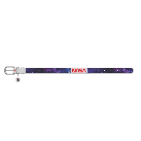 WAUDOG Design genuine leather dog collar with QR passport, "NASA21" design, XS, W 15 mm L 27-36 cm white